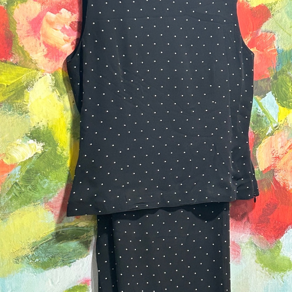 Casual Corner Black and White Polka Dot Pantsuit.